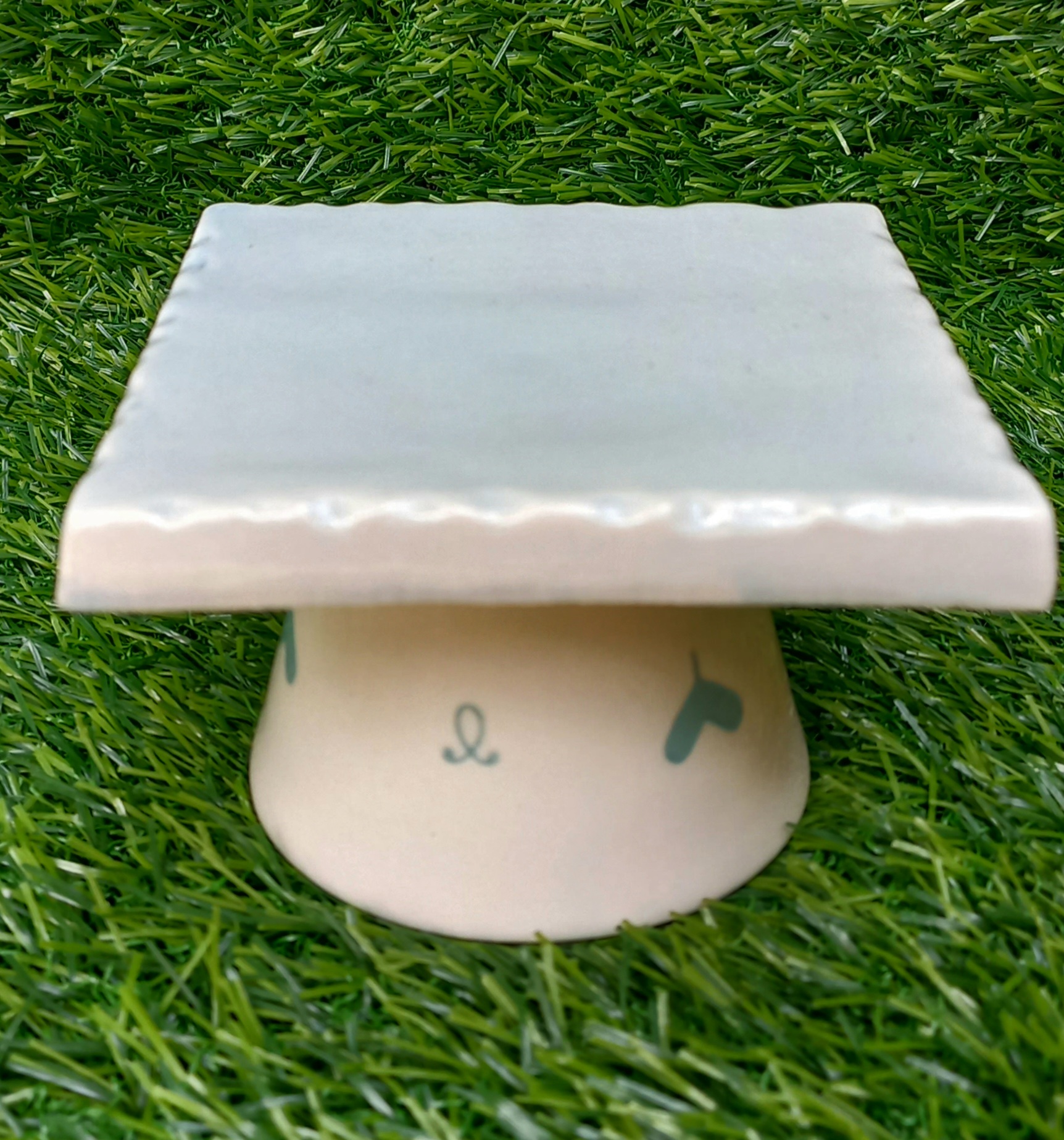mini ceramic square stand blue