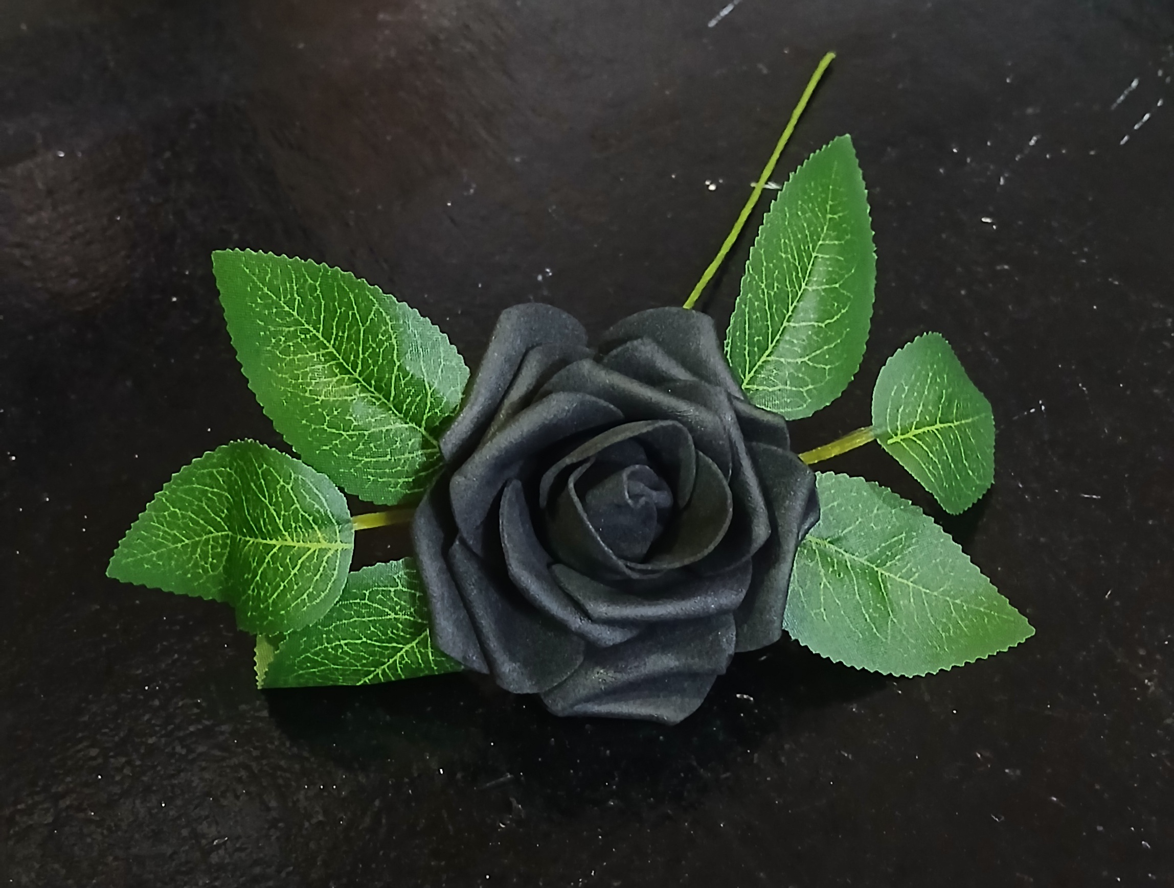 Single Rose Black Flower With Stem - NNS