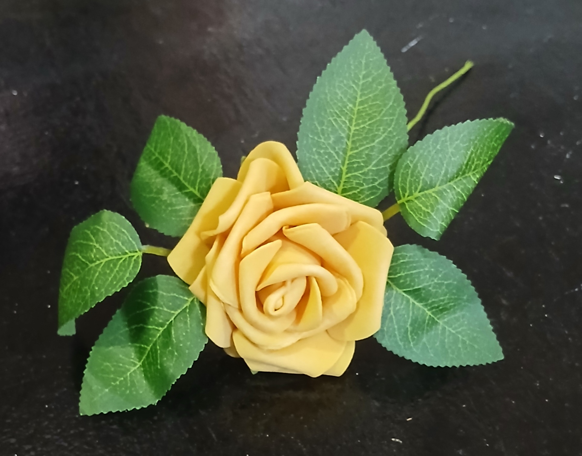 Single Rose Dark Yellow Flower With Stem - NNS