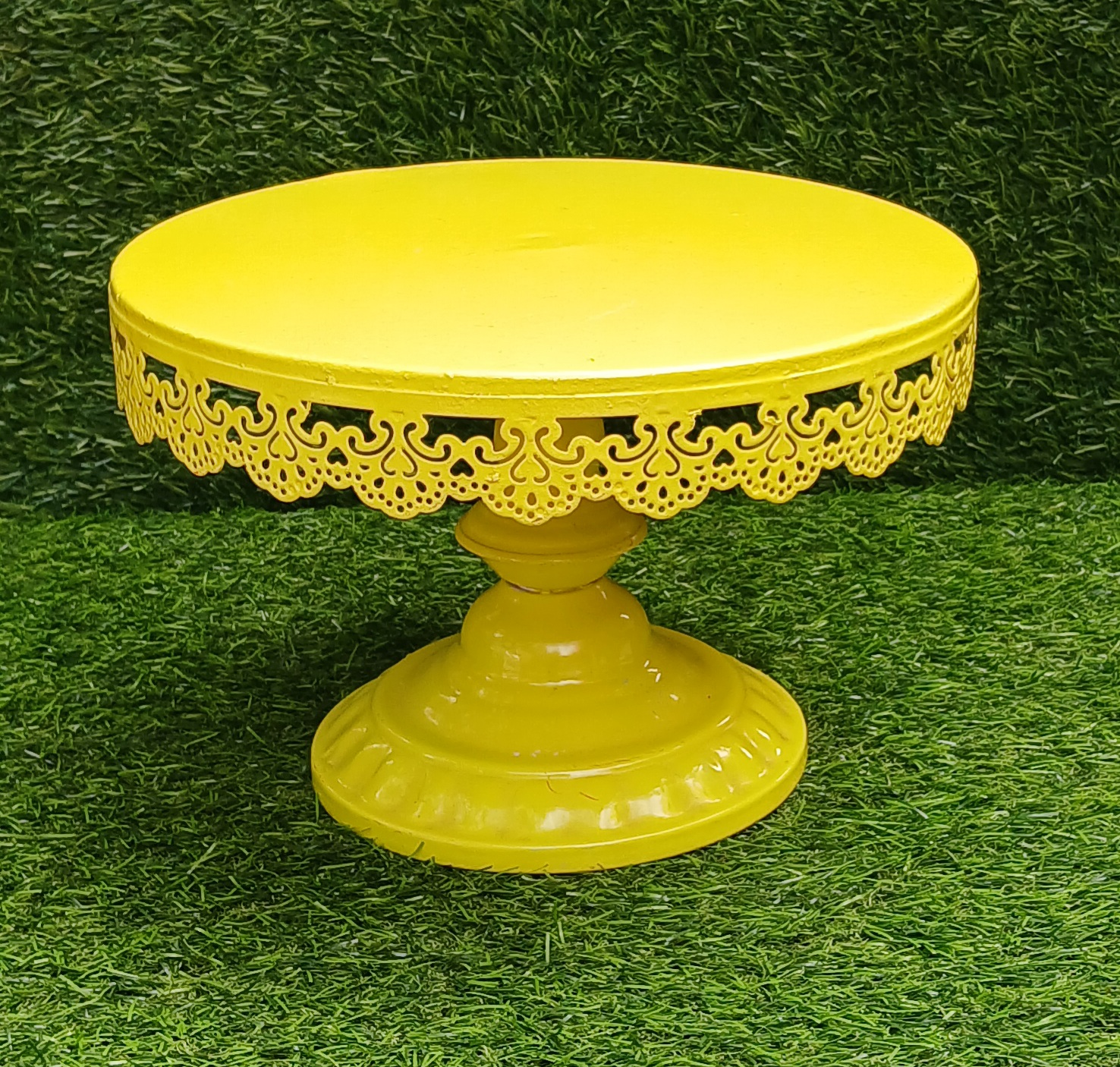 Bright Yellow Cake Stand With Tussels
