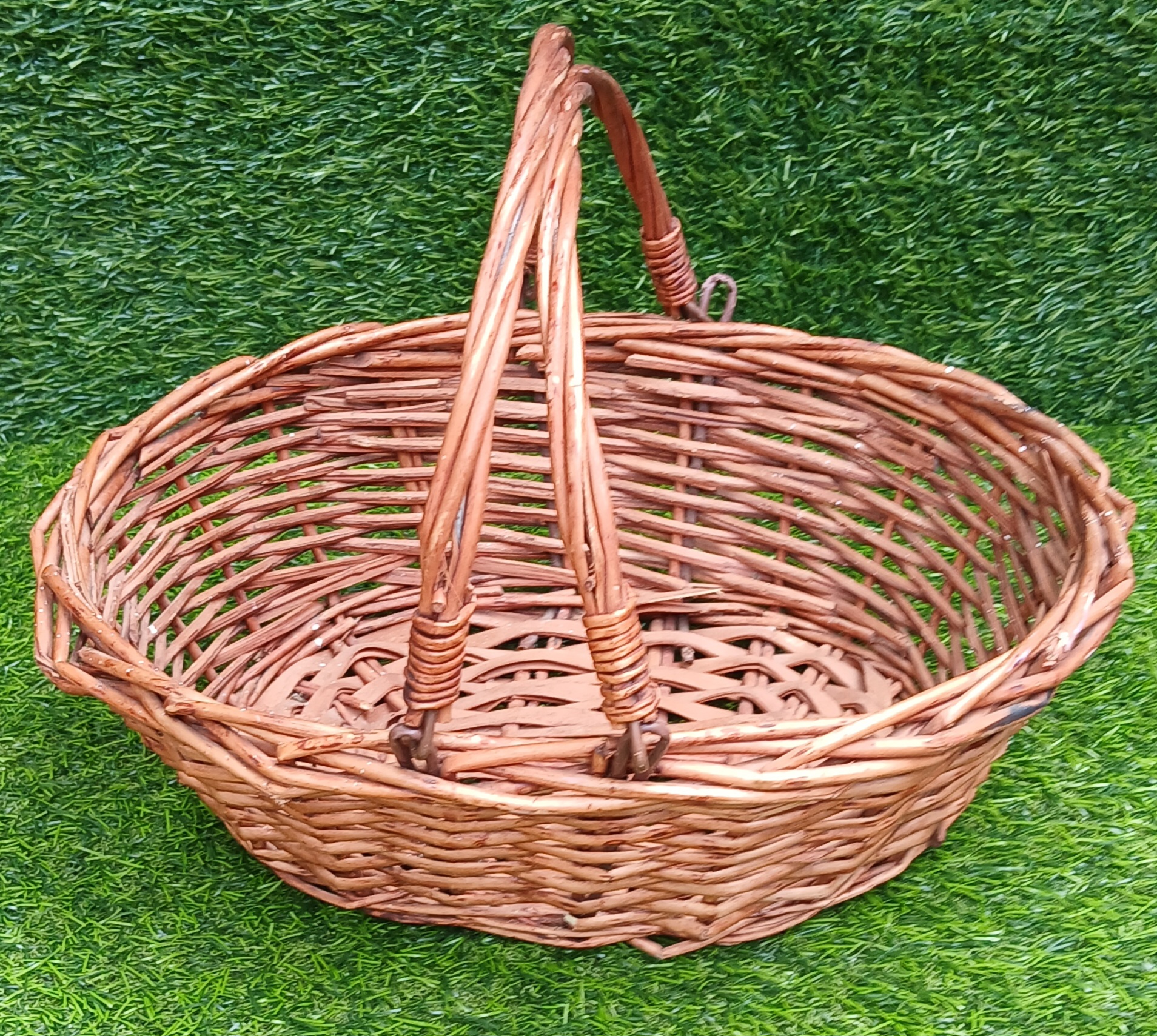 Rattan Basket With Handle Dark Brown / Cane