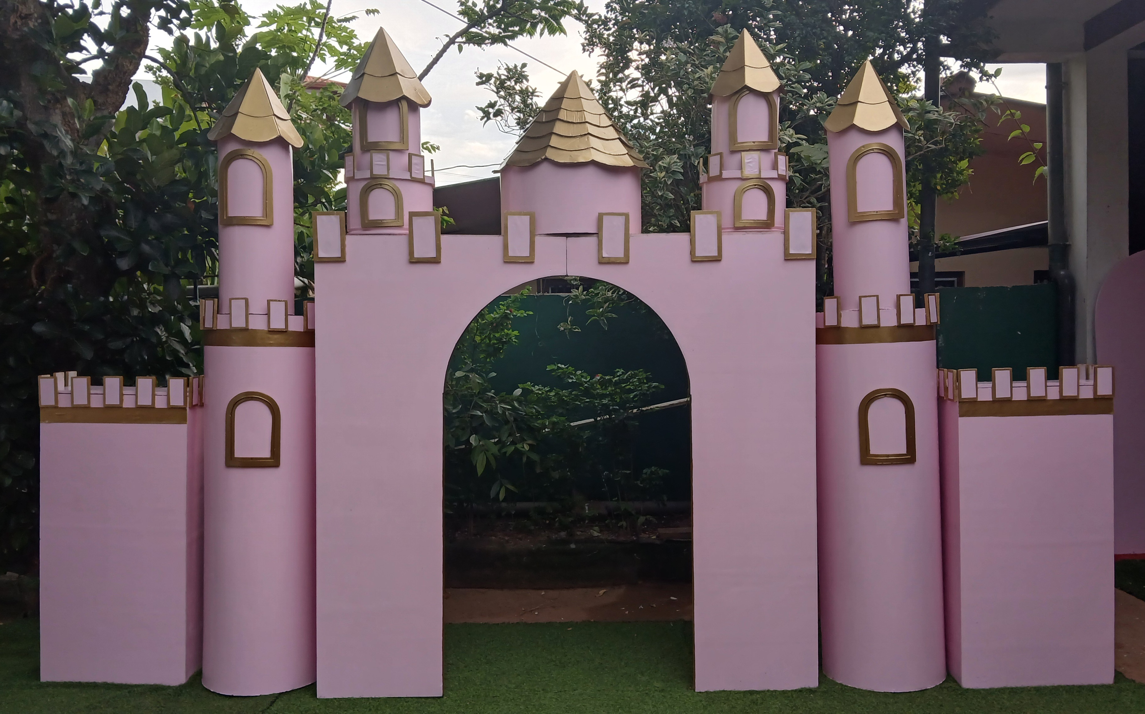 For The Castle Full Width : 14.4 Feet
Castle Full Height In Middle : 8.8 Feet
Middle Part Full Width : 8.6 Feet
Middle Arch Width : 3.4 Feet
Middle Arch Full Height : 5.8 Feet
No. 01 : Full Height : 7.4 Feet
             : Full Width : 02 Feet
No. 02 : Full Height : 08 Feet
              Full Width : 1.8 Feer