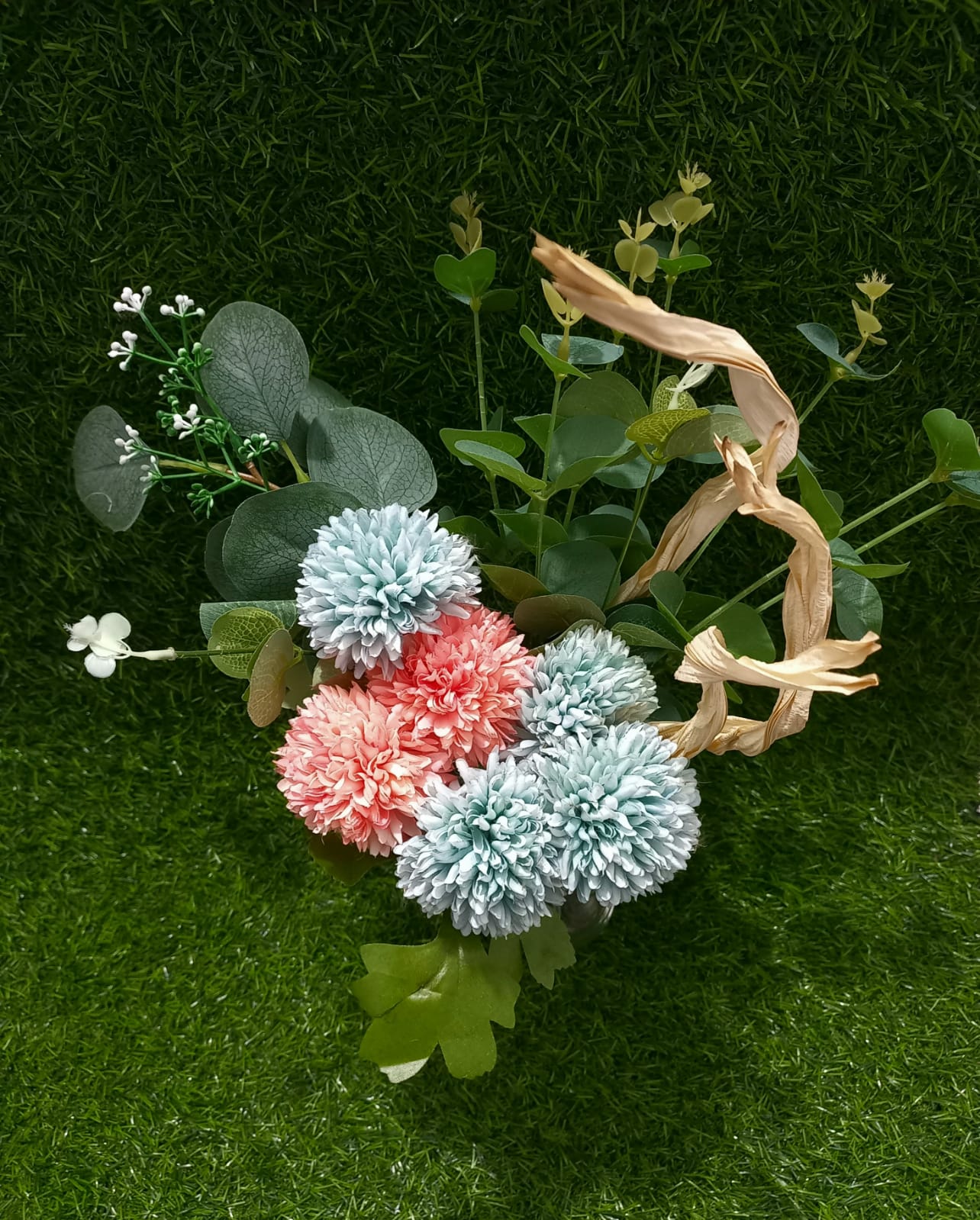 Blue peach flowers