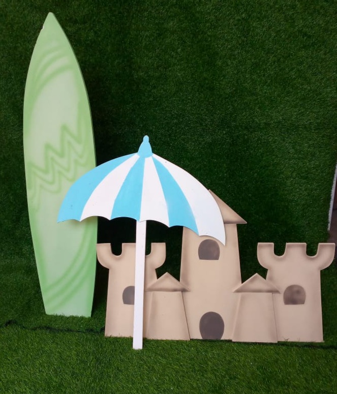 beach sand castle, umbrella ,surfboard set of 3