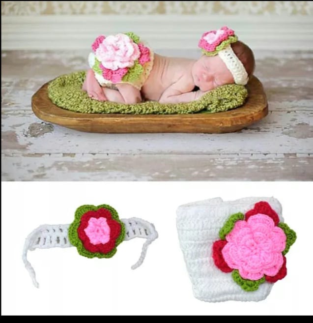 Photoshoot costumes white with pink rose