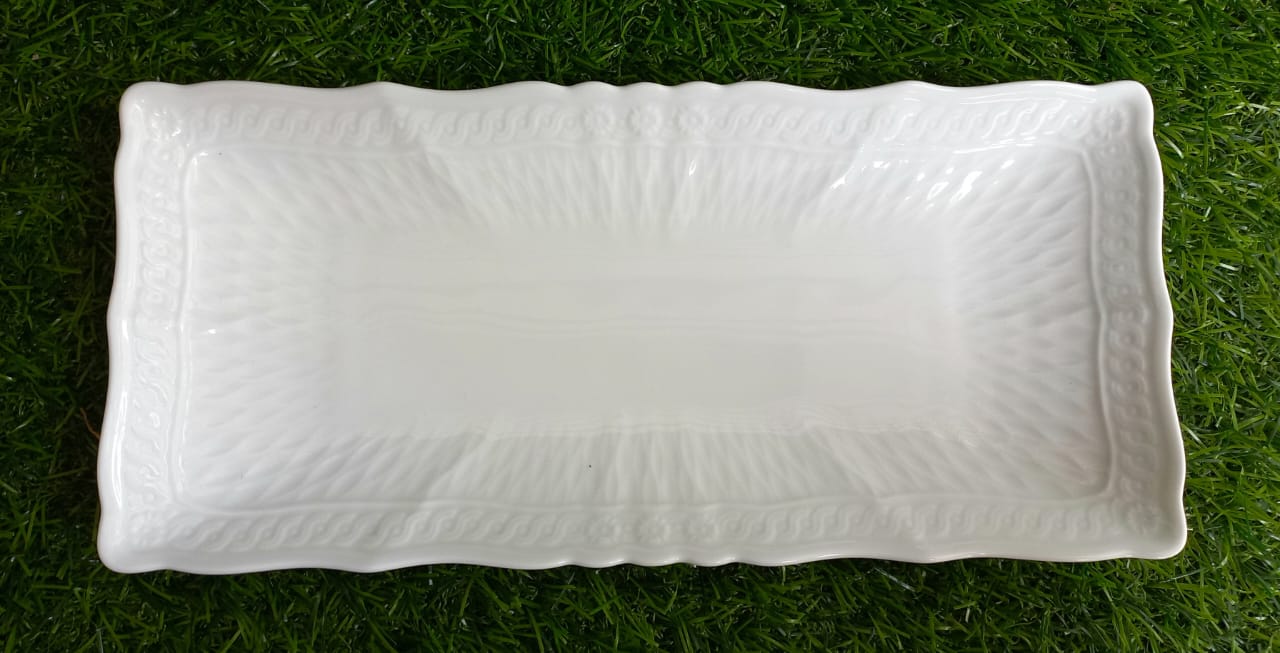 Ceramic White Plate With Self Design