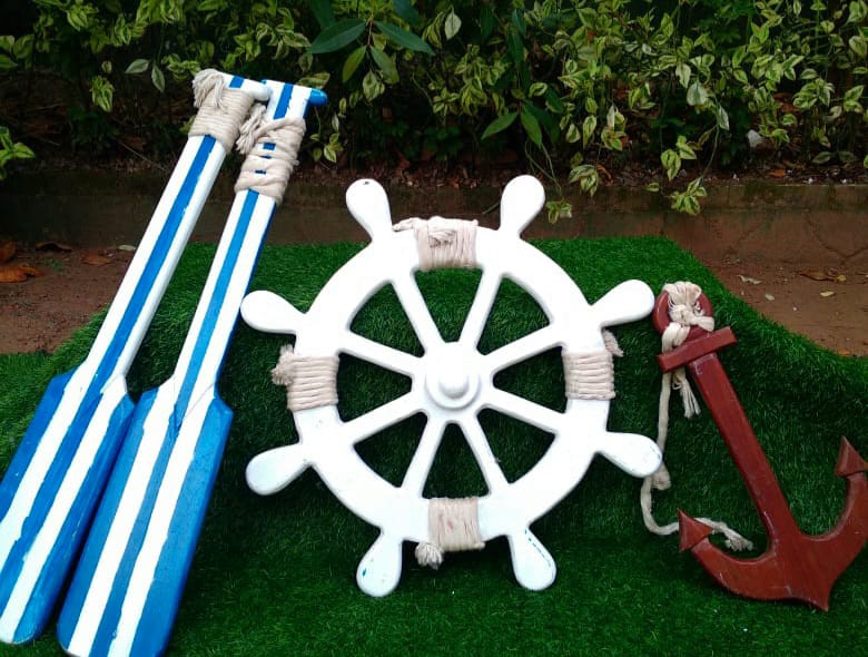 Anchor- Length 16"/ Width 9"
Rowing oars- Length 29"/ Width 4 1/2"