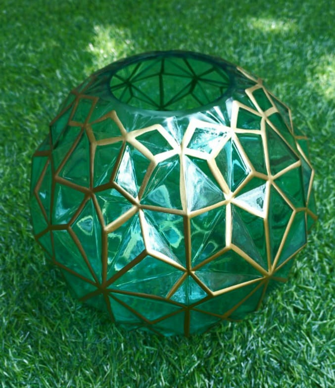 Green & Gold Round Vase
