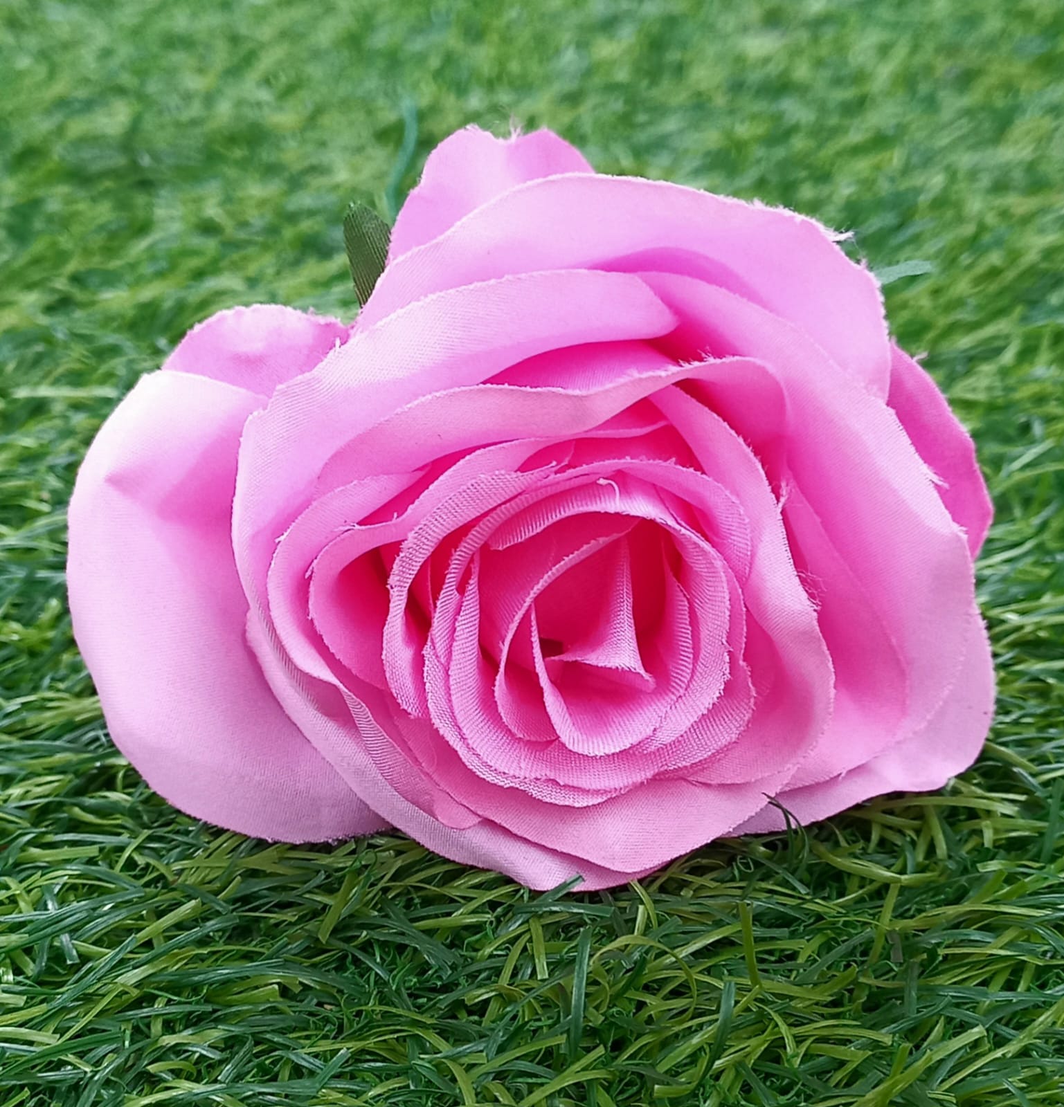 Single Hot Pink Flower With Leaf