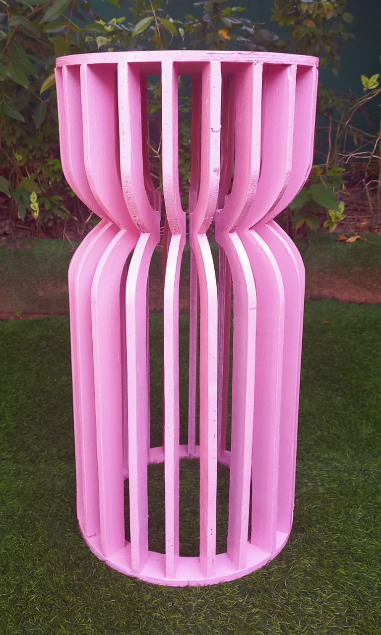 Wooden Small Line Plinth Pink 2.5 f(Colours Can Be Customized.Additional Rs.1,200/=.Prior Notice Req