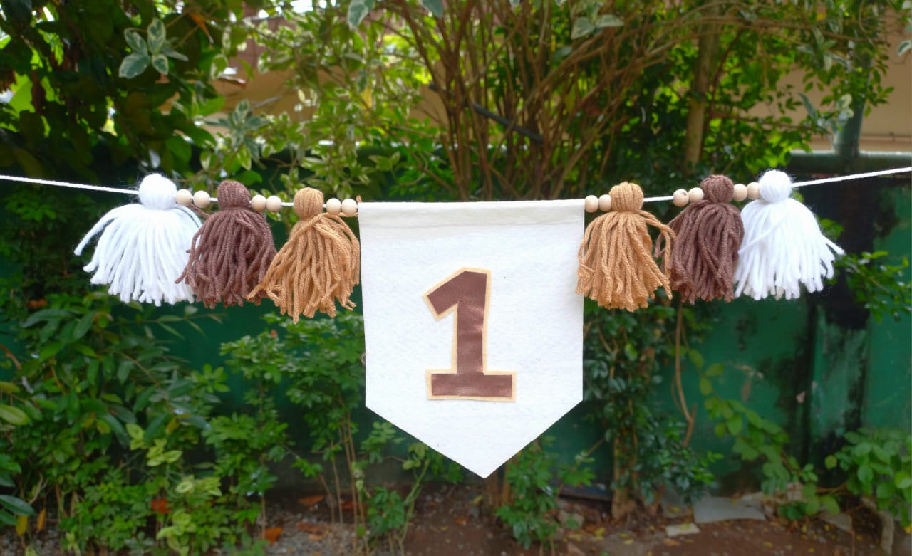01St Year Banner - One - Brown & White HH