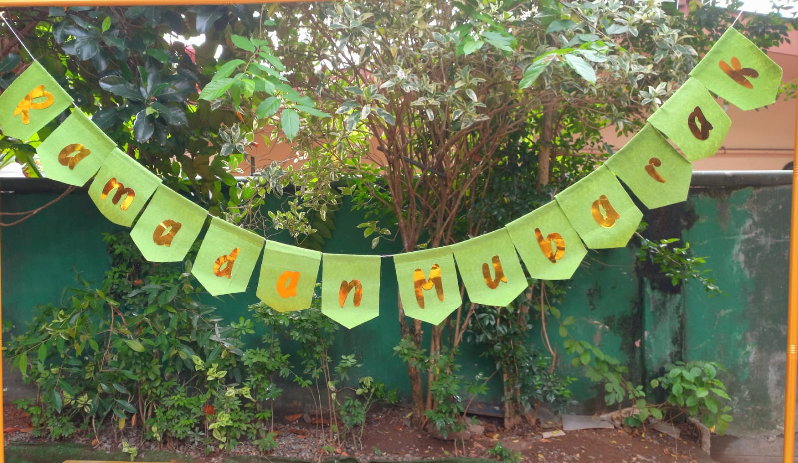 Ramadan Mubarak Banner - Green & Gold HH