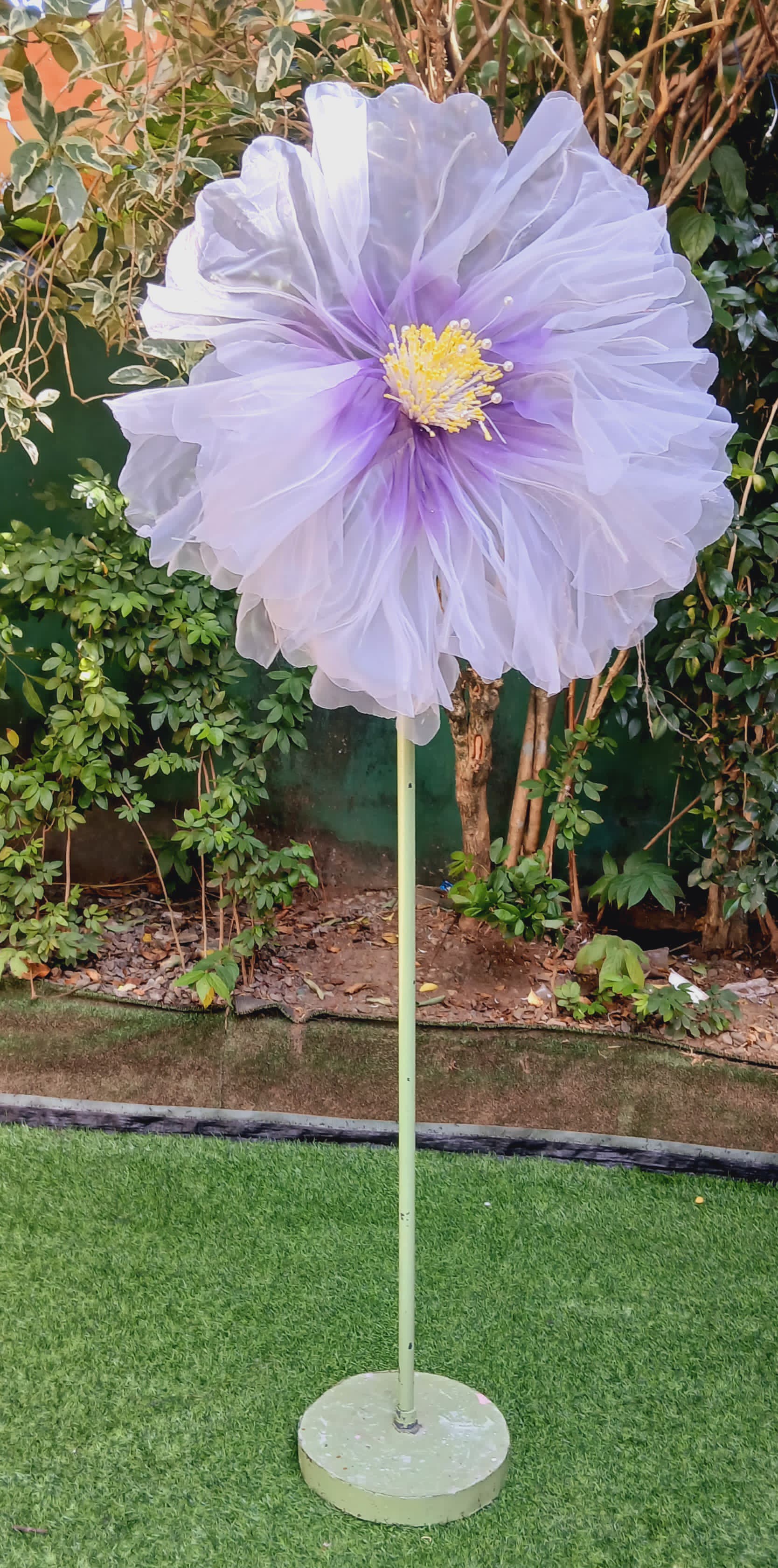 Purple And White Organza Flowers Large