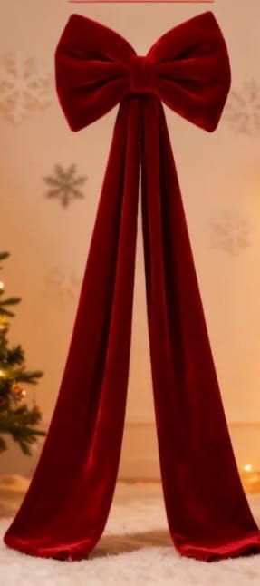 Red Long Velvet Bow For BackDrops - Small