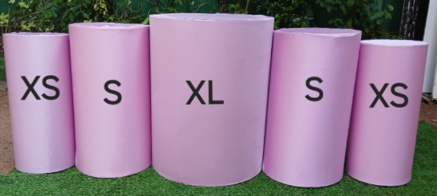 Diameter :  24 Inches, Height :  30 Inches
Diameter :  15Inches, Height :  28 Inches
Diameter :  12 Inches,  Height:  26 Inches