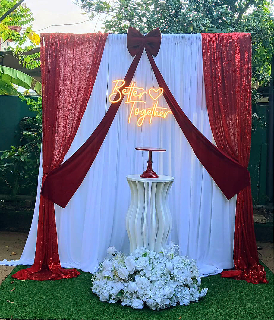 Engagement Theme SetUp / Pink / Maroon / Bow / White / Shimmer