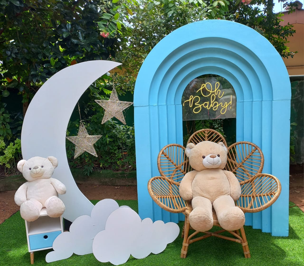 Baby Shower / White / Blue / Cloud / Star / Teddy Bear
