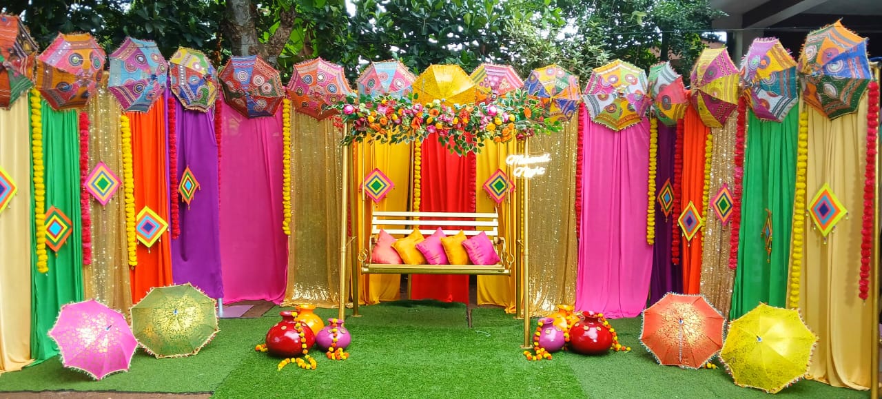 Mehendi SetUp / Pink / Magenta / Orange / Purple /  Swing / Umbrella / Flowers