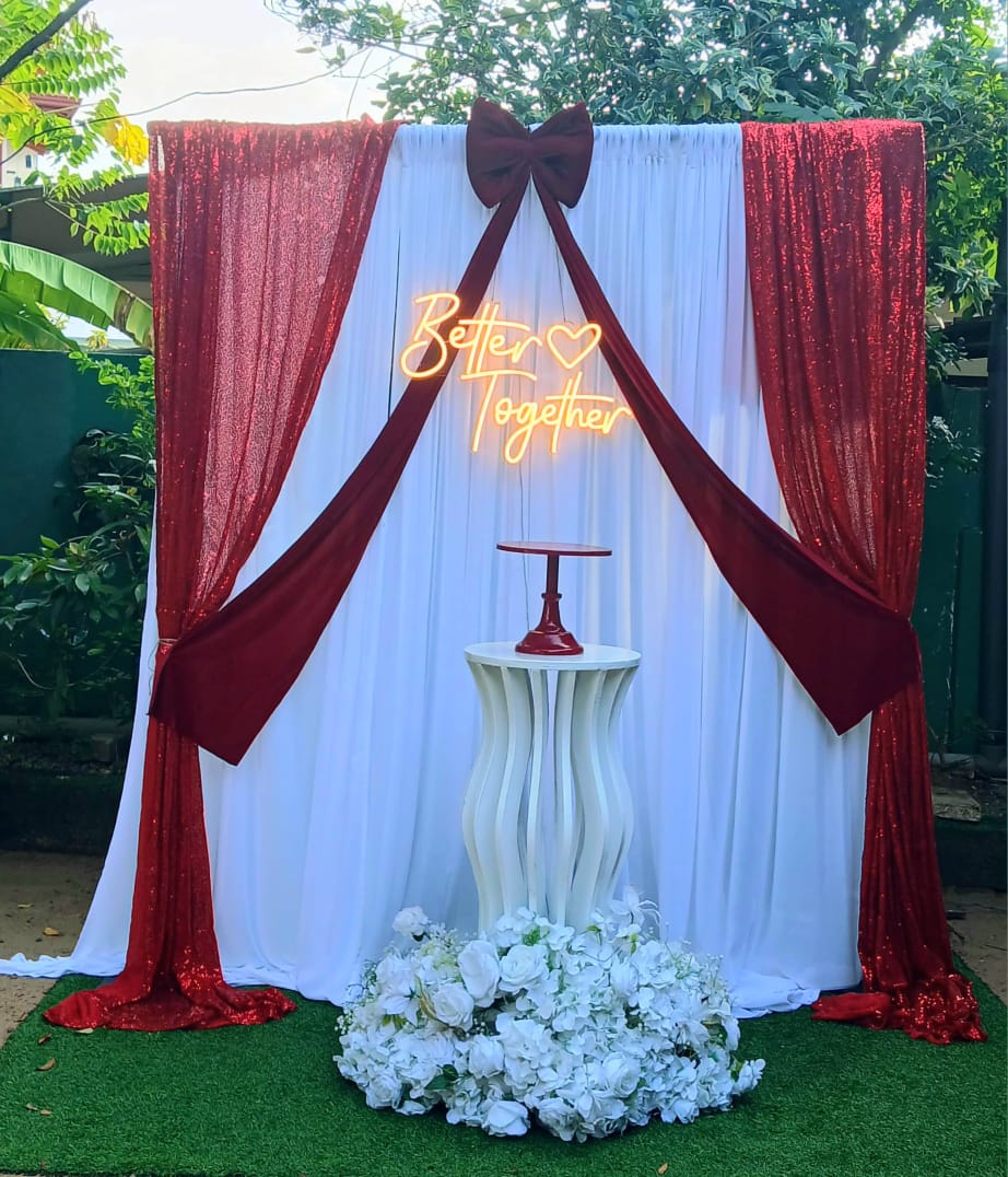 Engagement Theme SetUp / Pink / Maroon / Bow / White / Shimmer