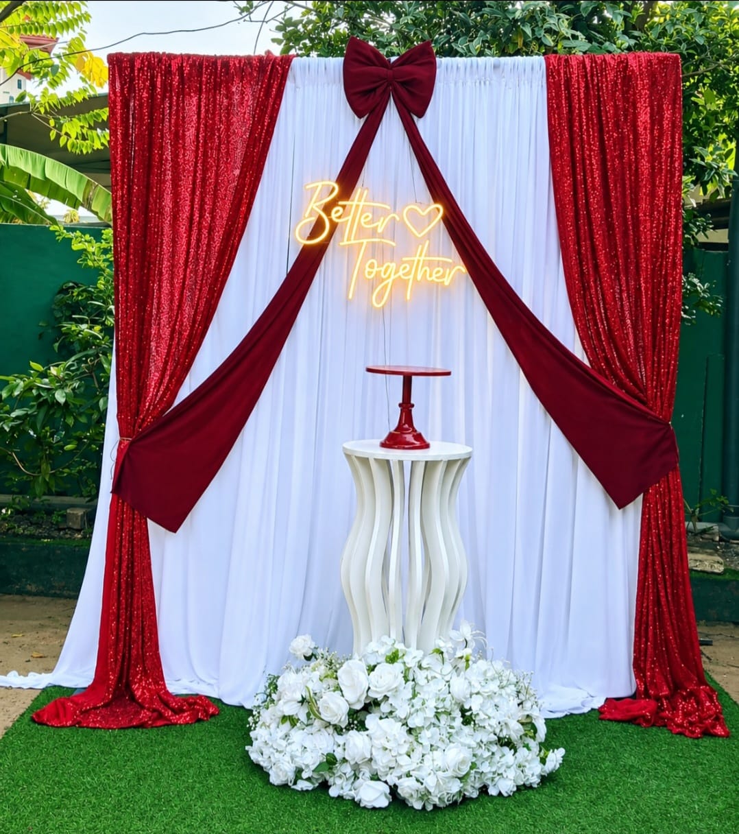 Engagement Theme SetUp / Pink / Maroon / Bow / White / Shimmer