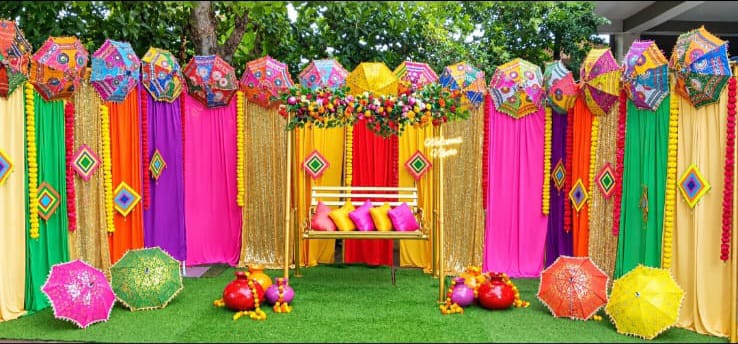 Mehendi SetUp / Pink / Magenta / Orange / Purple / Swing / Umbrella / Flowers